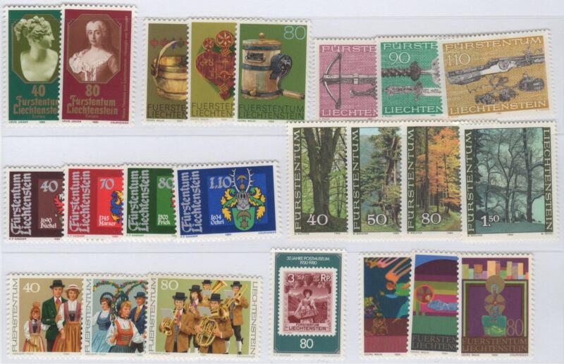 Francobolli Liechtenstein Anno 1980 Annata completa