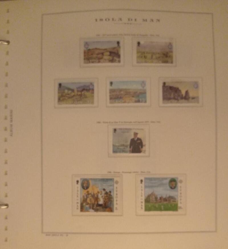 Francobolli Man Anno 1980 Annata completa montata su Fogli Marini King usati (i fogli sono in omaggio)