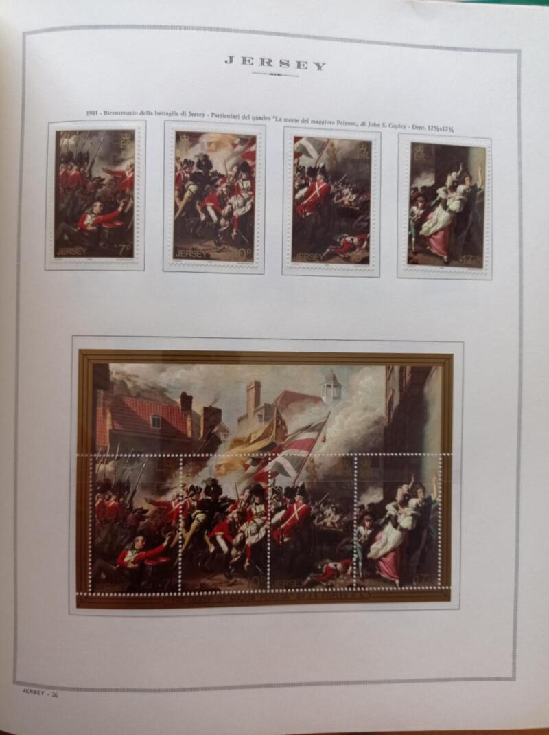 Francobolli Jersey Anni 1981-1982 Annata completa montata su Fogli Marini King usati (i fogli sono in omaggio)