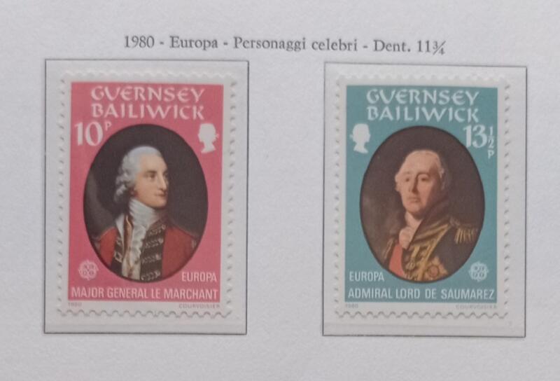 Francobolli Guernsey Anno 1980 Europa Personaggi celebri