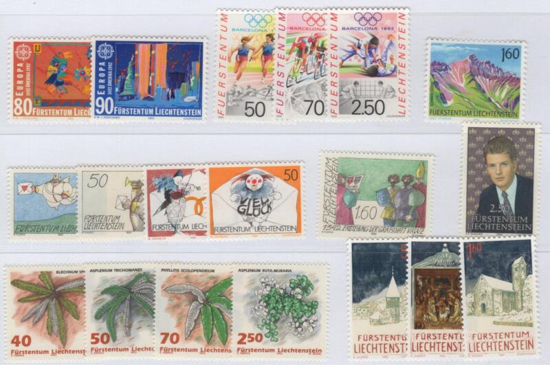 Francobolli Liechtenstein Anno 1992 Annata completa