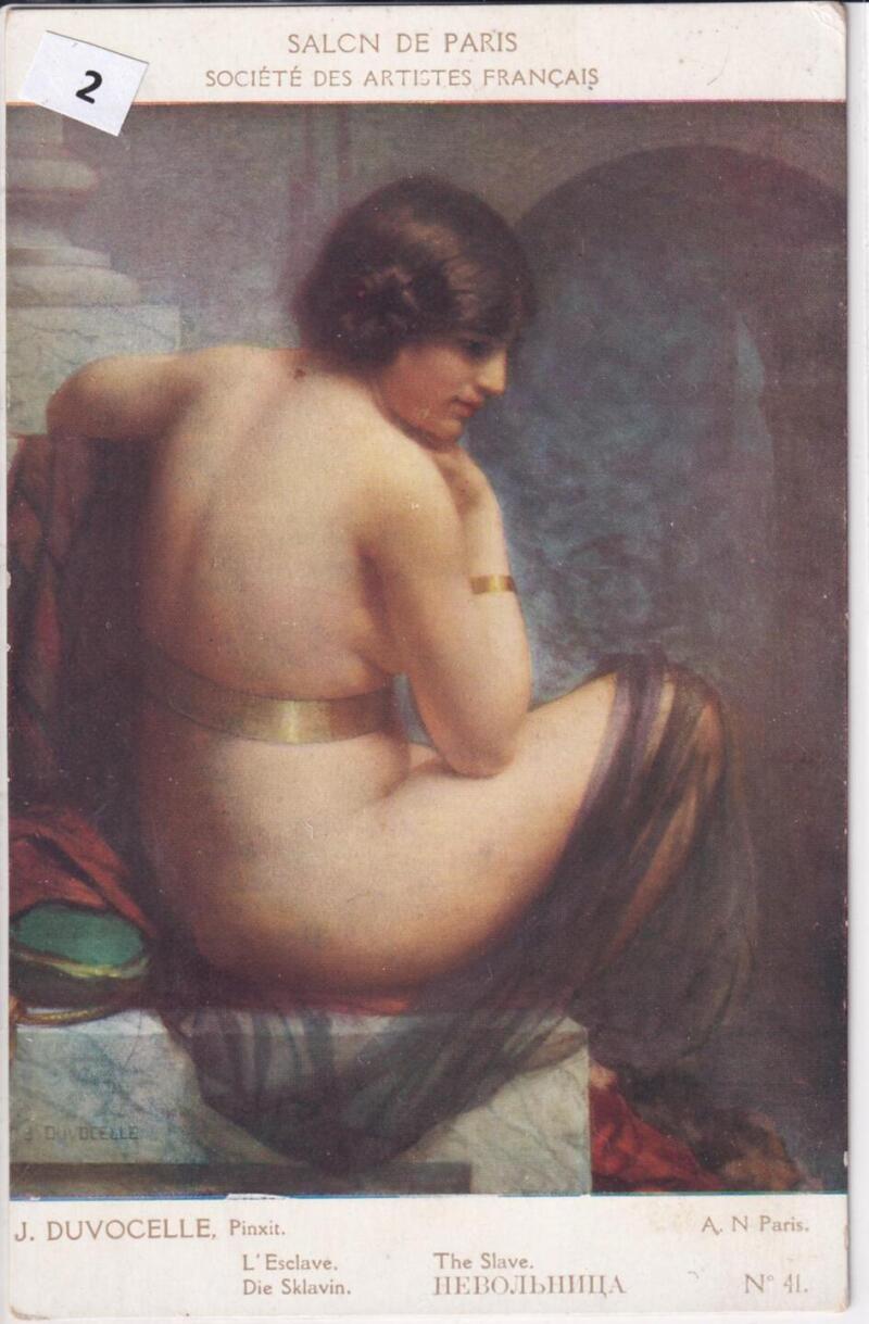 Cartolina d’epoca nudo di donna SALON DE PARIS Société del artistes francais  dipinto di J. DUVOCELLE