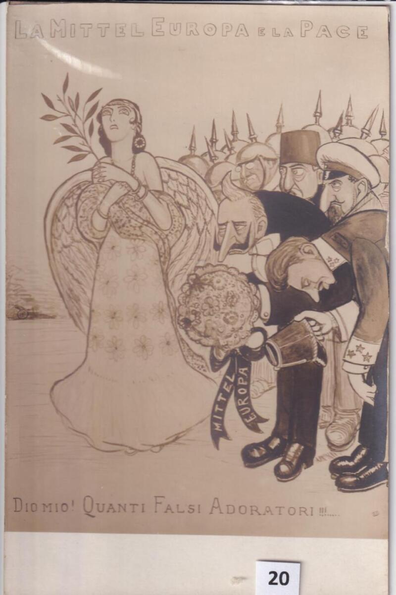 Cartolina satirica d'epoca LA MITTEL EUROPA E LA PACE