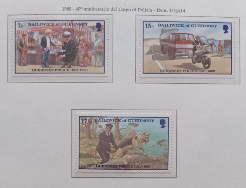 Francobolli Guernsey Anno 1980 60esimo anniversario delle forze di polizia