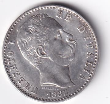Moneta Italia Regno Umberto I Anno 1882 Roma Lire 2 STEMMA