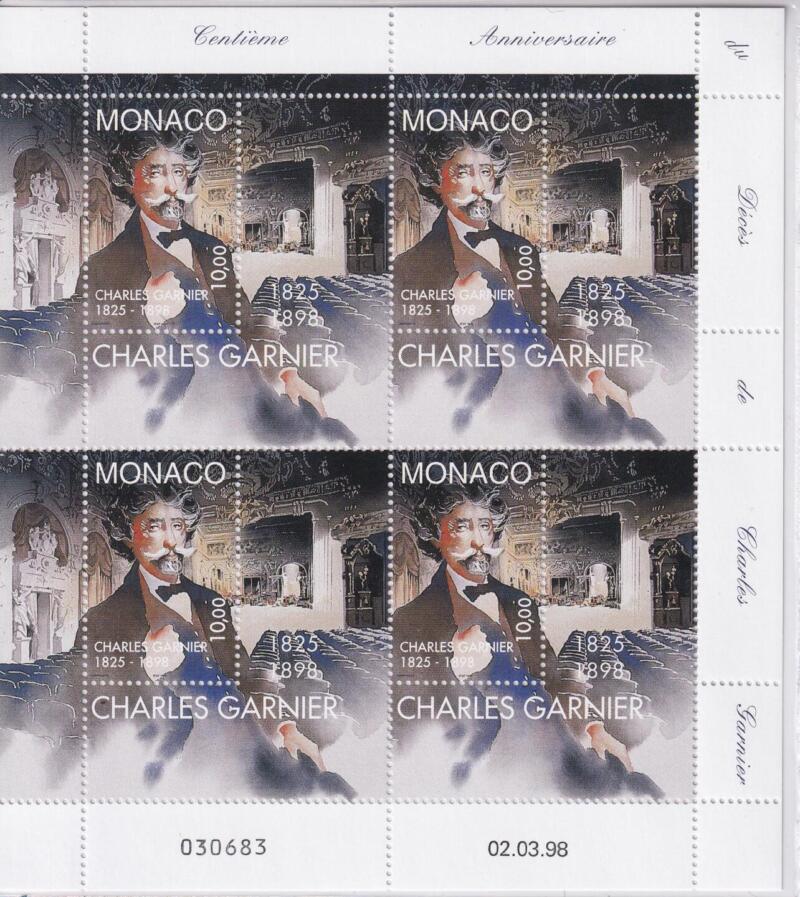 Minifoglio Monaco Anno 1998 Centenario della morte di Charles Garnier