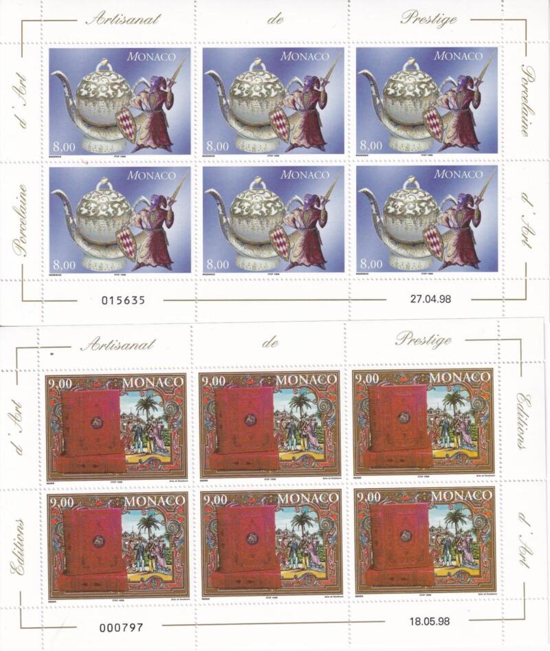 Serie di 2 minifogli Monaco Anno 1998 Artigianato di prestigio