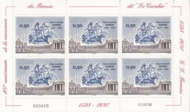 Minifoglio Monaco Anno 1998 Quarto centenario della nascita di Gian Lorenzo Bernini