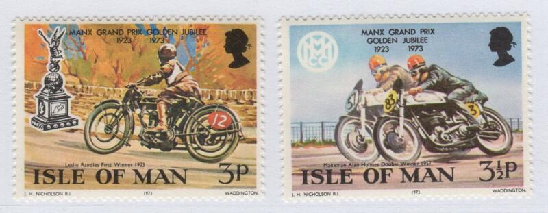 Francobolli Man Anno 1973 Cinquantenario del gran premio motociclistico