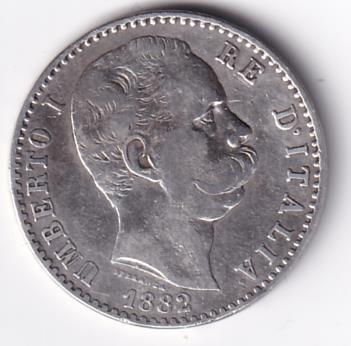 Moneta Italia Regno Umberto I Anno 1882 Roma Lire 2 STEMMA