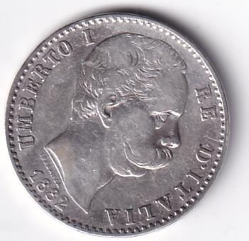 Moneta Italia Regno Umberto I Anno 1882 Roma Lire 2 STEMMA