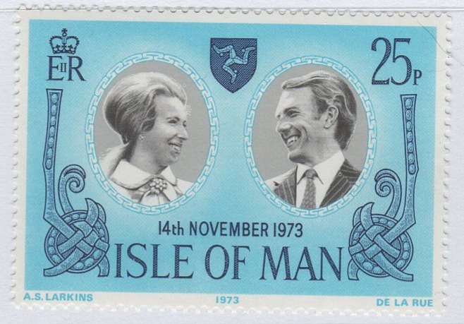 Francobollo Man Anno 1973 Nozze della Principessa Anna