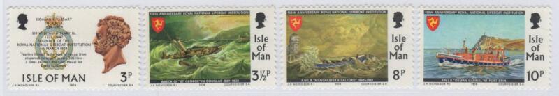 Francobolli Man Anno 1974 150esimo della Società Reale di salvataggio in mare