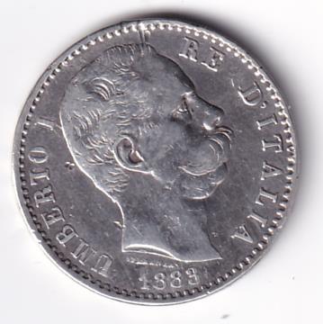 Moneta Italia Regno Umberto I Anno 1883 Roma Lire 2 STEMMA