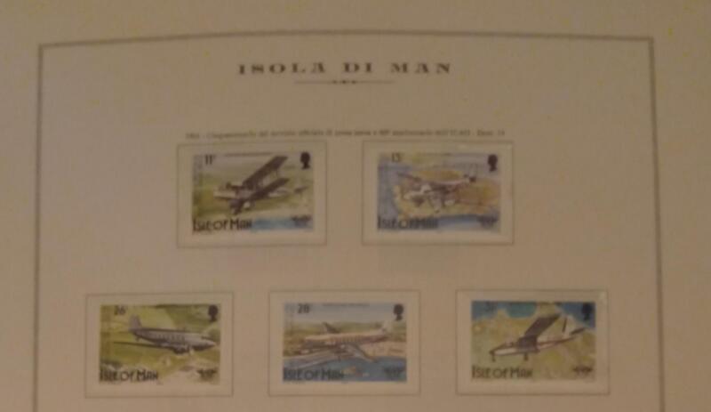 Francobolli Man Anno 1984 Cinquantenario del primo volo ufficiale dall’Isola di Man e 40esimo dell’Organizzazione Internazionale Aviazione Civile