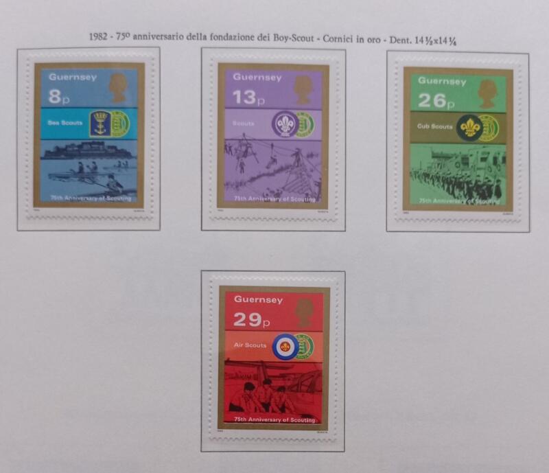 Francobolli Guernsey Anno 1982 75esimo anniversario del movimento scoutistico