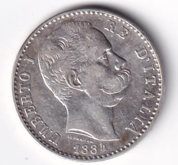 Moneta Italia Regno Umberto I Anno 1883 Roma Lire 2 STEMMA