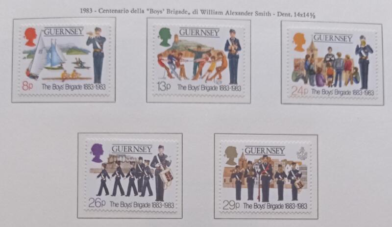 Francobolli Guernsey Anno 1983 Centenario dell'associazione scoutistica Boys' Brigade