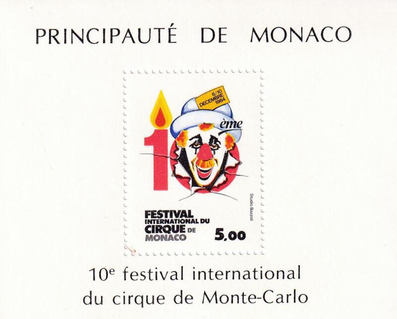 Foglietto Monaco Anno 1984 Decimo Festival Internazionale del circo