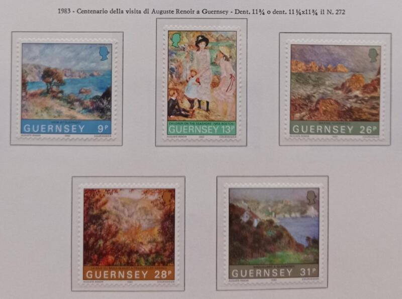 Francobolli Guernsey Anno 1983 Centenario della visita di Renoir