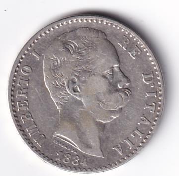 Moneta Italia Regno Umberto I Anno 1884 Roma Lire 2 STEMMA