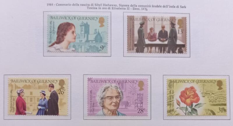 Francobolli Guernsey Anno 1984 Centenario della nascita di Sibyl Hathaway