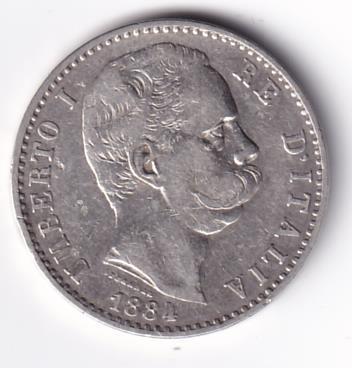 Moneta Italia Regno Umberto I Anno 1884 Roma Lire 2 STEMMA