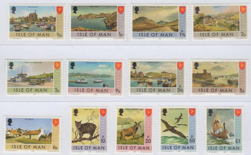 Francobolli Man Anno 1973 Soggetti vari ed Effigie di Elisabetta II GOMMA VINILICA