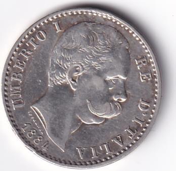 Moneta Italia Regno Umberto I Anno 1884 Roma Lire 2 STEMMA