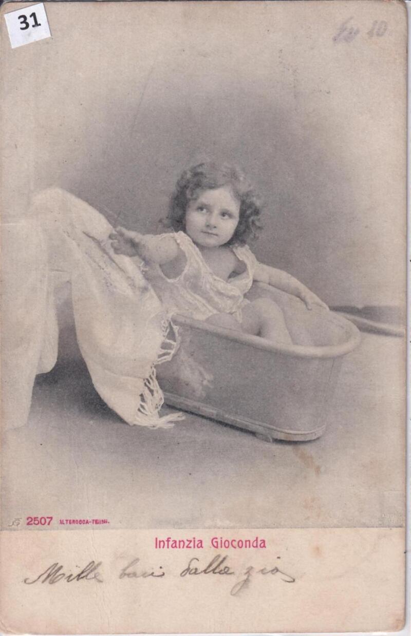 Cartolina d'epoca Ritratto di bambina INFANZIA GIOCONDA