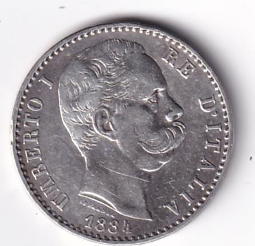 Moneta Italia Regno Umberto I Anno 1884 Roma Lire 2 STEMMA