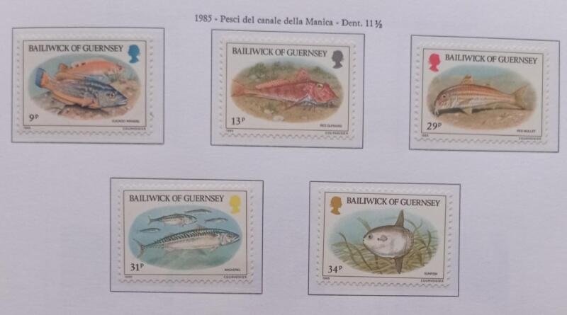 Francobolli Guernsey Anno 1985 Pesci