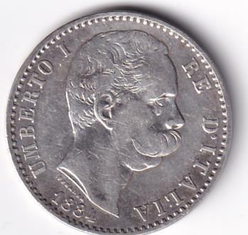 Moneta Italia Regno Umberto I Anno 1884 Roma Lire 2 STEMMA
