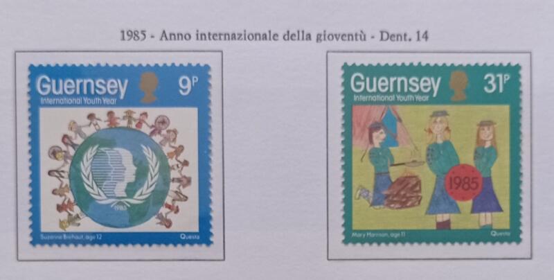 Francobolli Guernsey Anno 1985 Anno internazionale della gioventù