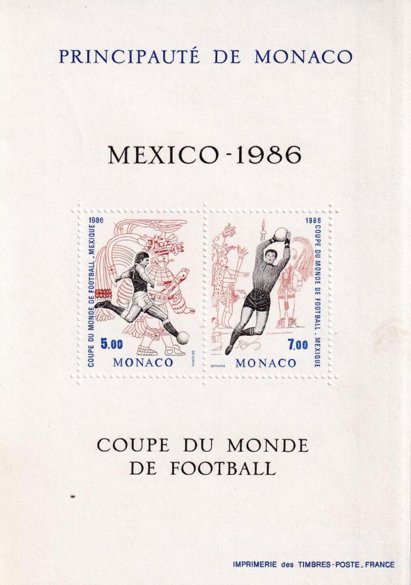 Foglietto Monaco Anno 1986 Coppa del mondo di calcio 1986 in Messico