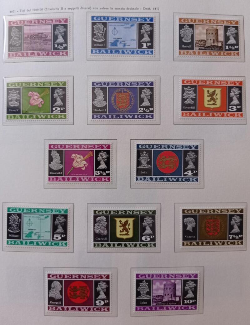 Francobolli Guernsey Anno 1971 Francobolli del 1969-70 in sistema decimale