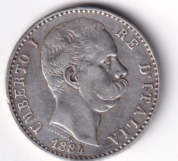 Moneta Italia Regno Umberto I Anno 1881 Roma Lire 2 STEMMA