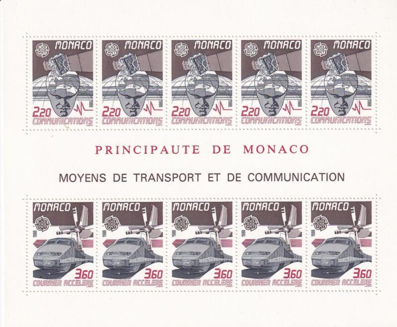 Foglietto Monaco Anno 1988 Europa Mezzi di trasporto e comunicazione