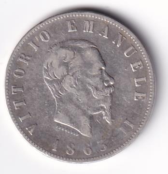 Moneta Italia Regno Vittorio Emanuele II Anno 1863 Napoli Lire 2 STEMMA