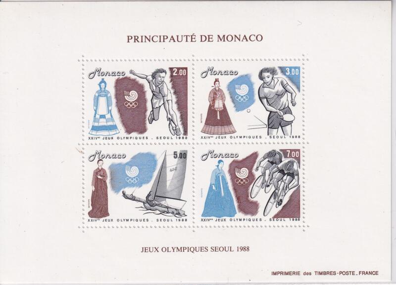 Foglietto Monaco Anno 1988 Olimpiadi di Seul