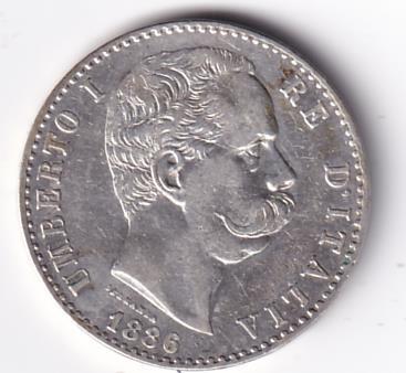 Moneta Italia Regno Umberto I Anno 1887 Roma Lire 2 STEMMA