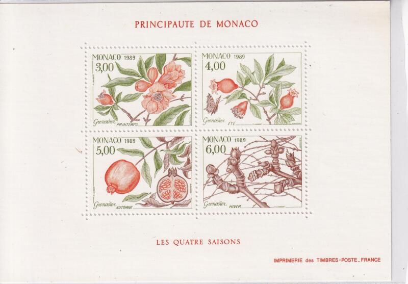 Foglietto Monaco Anno 1989 Le quattro stagioni del melograno