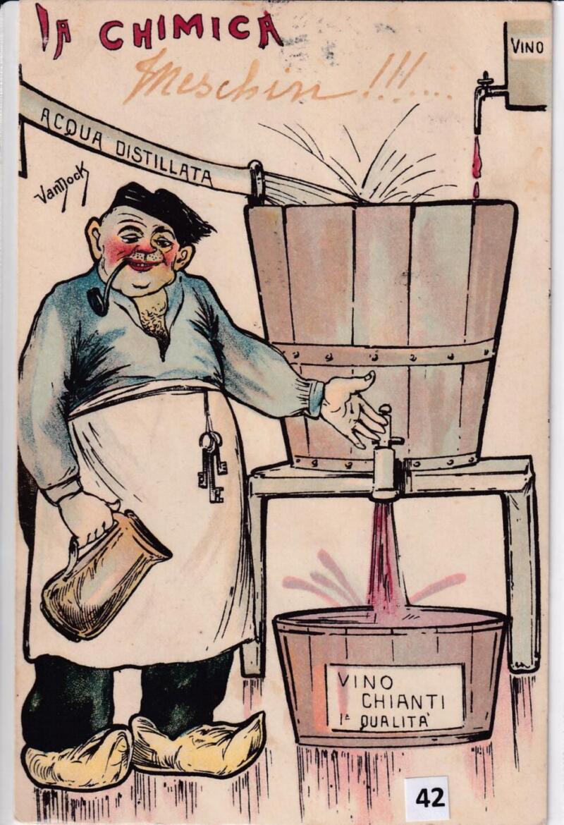 Cartolina satirica d'epoca IN CHIMICA