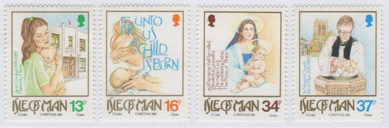 Francobolli Man Anno 1989 Natale Cinquantenario della Casa della Madre Jone Crookall e 75esimo anniversario della Chiesa di S. Ninian