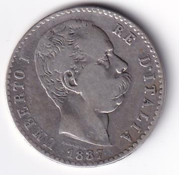 Moneta Italia Regno Umberto I Anno 1887 Roma Lire 2 STEMMA