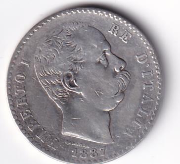 Moneta Italia Regno Umberto I Anno 1887 Roma Lire 2 STEMMA