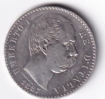 Moneta Italia Regno Umberto I Anno 1887 Roma Lire 2 STEMMA