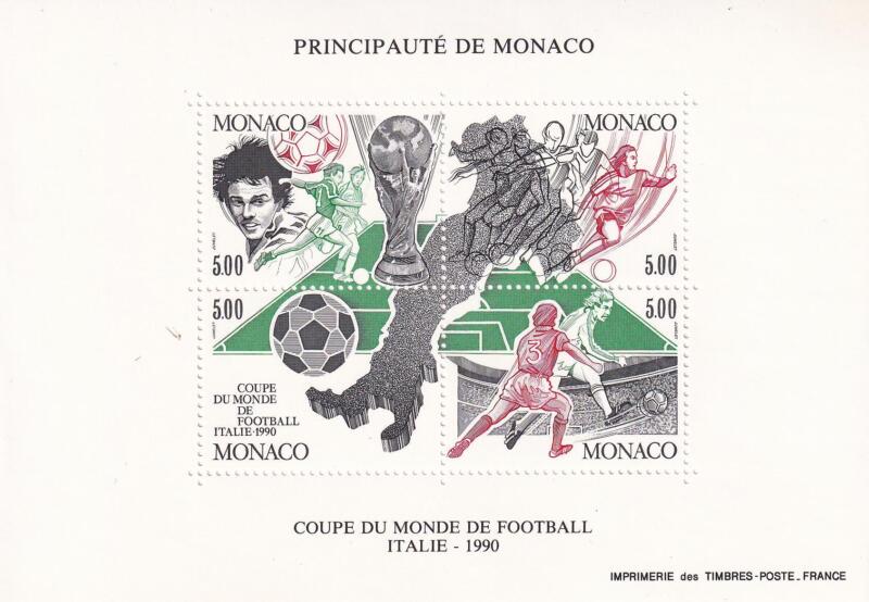 Foglietto Monaco Anno 1990 Campionato mondiale di calcio ITALIA 90