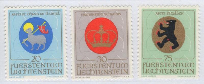 Francobolli Liechtenstein Anno 1970 Stemmi dei Patroni della Chiesa Seconda serie