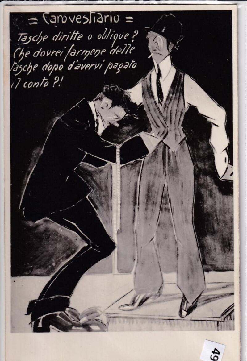 Cartolina satirica d'epoca CARO VESTIARIO